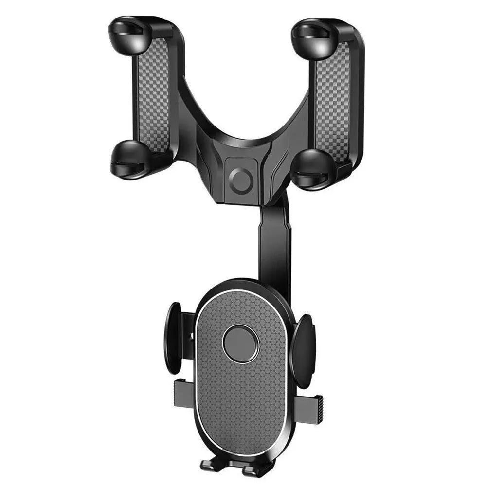 Car mobile phone holder in bright black made of ABS and nano PU for 4.5 to 7 inch phones