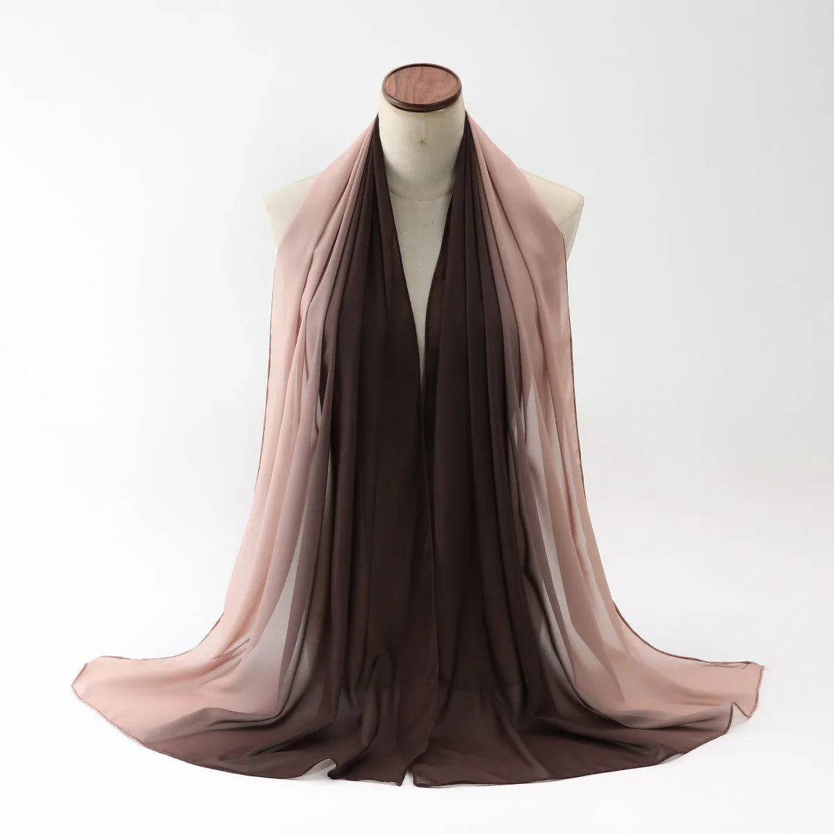 Women's chiffon bubble towel scarf in ethnic Pu long style showing texture and drape