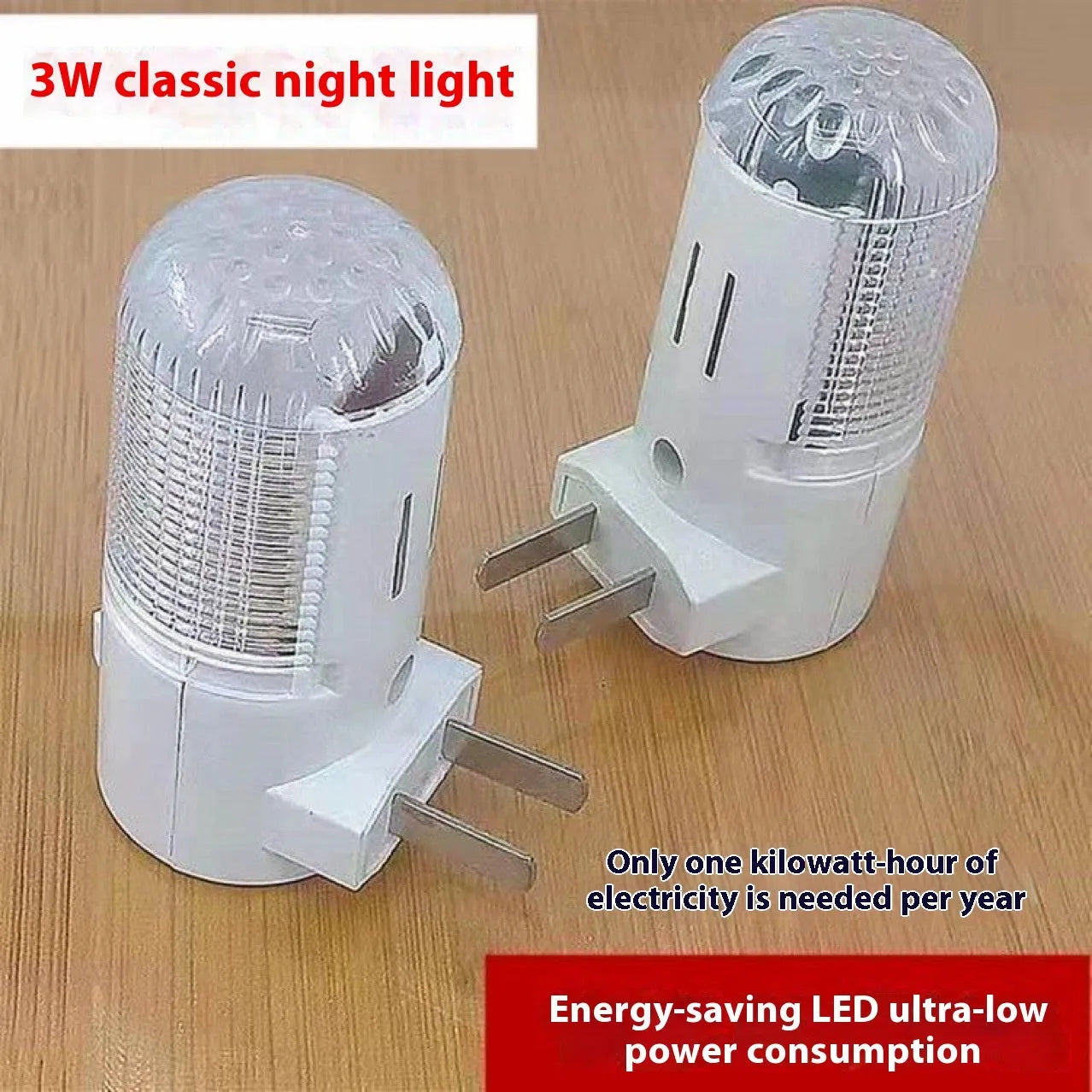 Minimalist white cube bedside night light with US plug and dual-colour switch