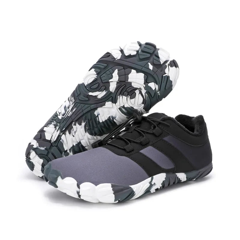 Couple cotton shoes winter fleece-lined thickened warm cotton boots slip-on rubber outsole black gray