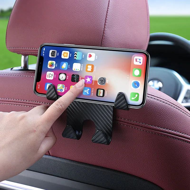 Black ABS plastic car multifunction hook bracket with integrated mobile phone holder