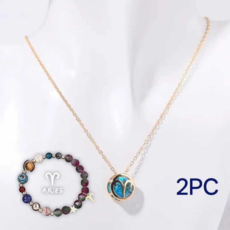 Natural stone beaded necklace and bracelet set on display, showing multiple style colour options.