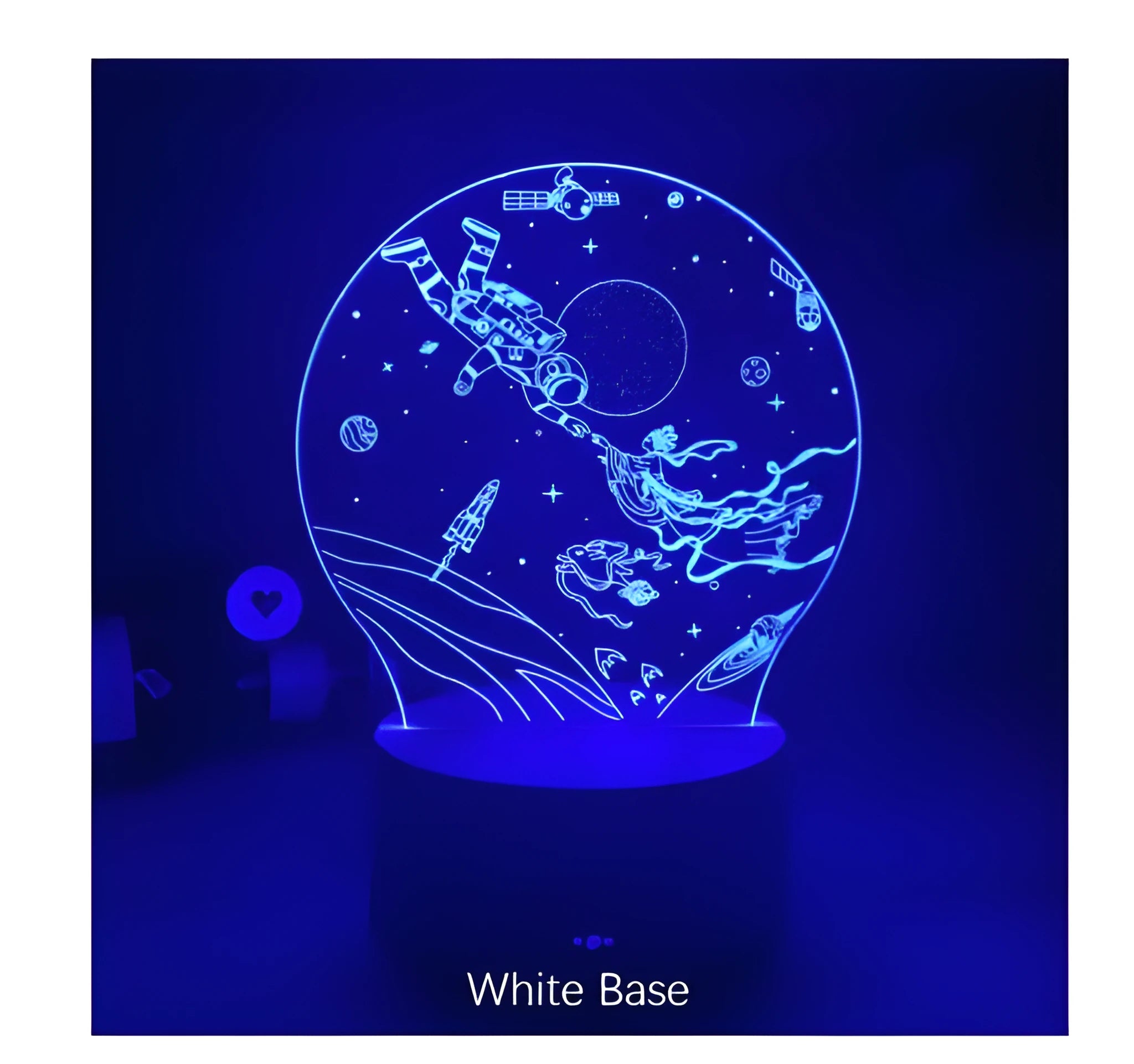 Colorful touch 3D night light with USB cable, seven colour modes, black base