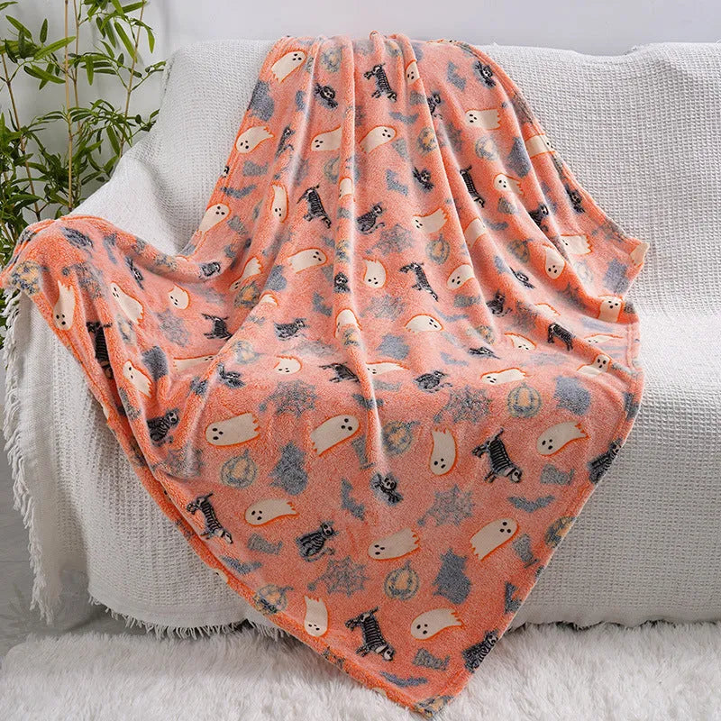 Child flannel air conditioner cover blanket with cartoon design in two size options