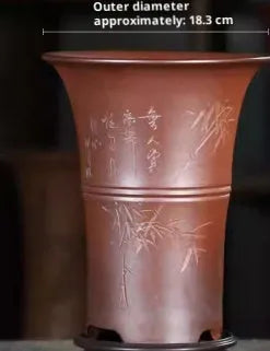 Large-diameter purple clay orchid pot in S1787 colour, placed on a tabletop, suitable for clivia and succulents