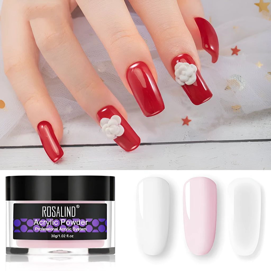 Nail styling carved powder and crystal liquid set in pink colour RE1004 for 3D nail art
