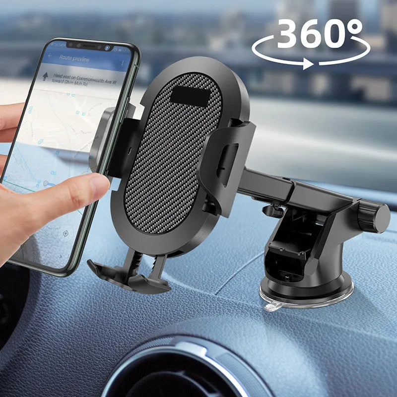 Black grey auto lock car phone holder mounted on vehicle air vent holding mobile phone