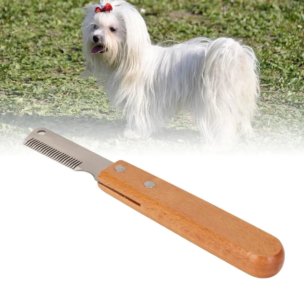 Wood-handle dog stripping comb grooming tool for removing floating hair from pets