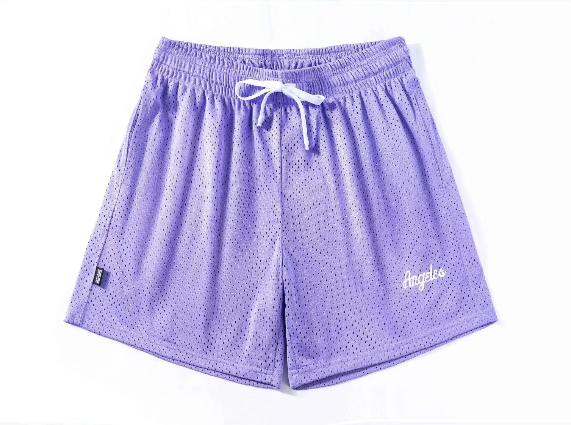 Men's black double layer mesh sports shorts made from polyester fabric for summer athletic wear.