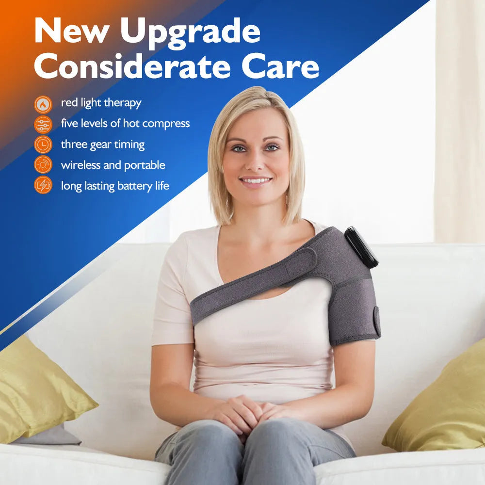 Grey hot compress red light therapy knee brace with rechargeable battery for shoulder and elbow joint relief