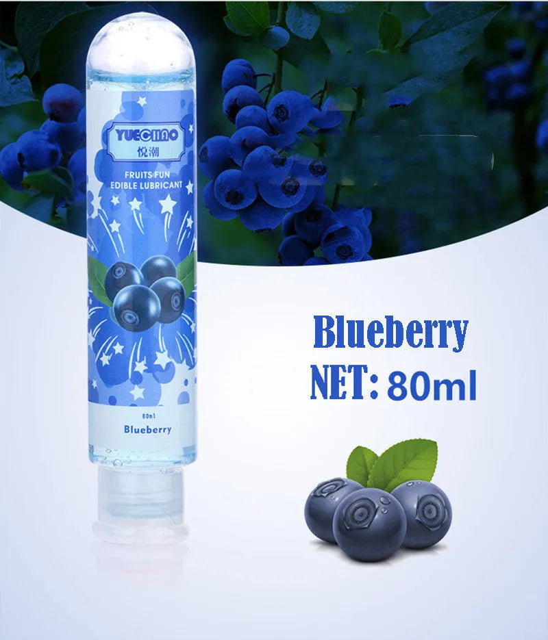 Water soluble fruit flavored human lubricant in 80ml transparent bottle with apple scent