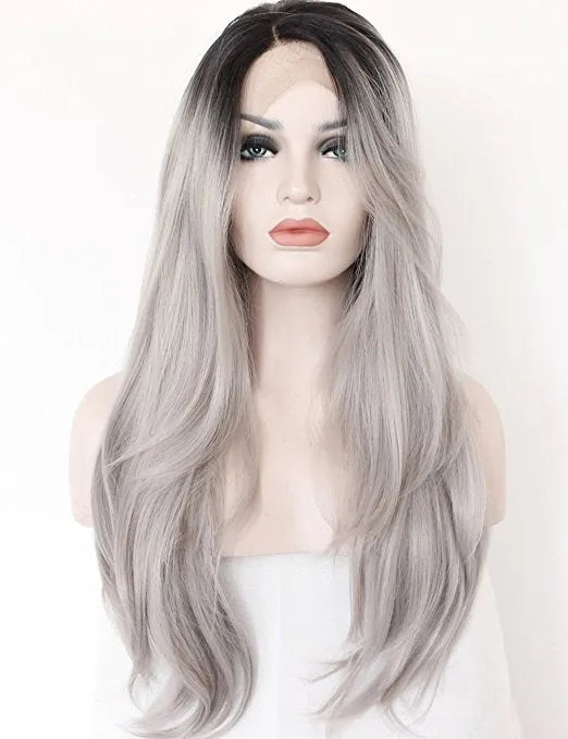 Grey hand hook lace wig for women short high temperature wire hairpiece