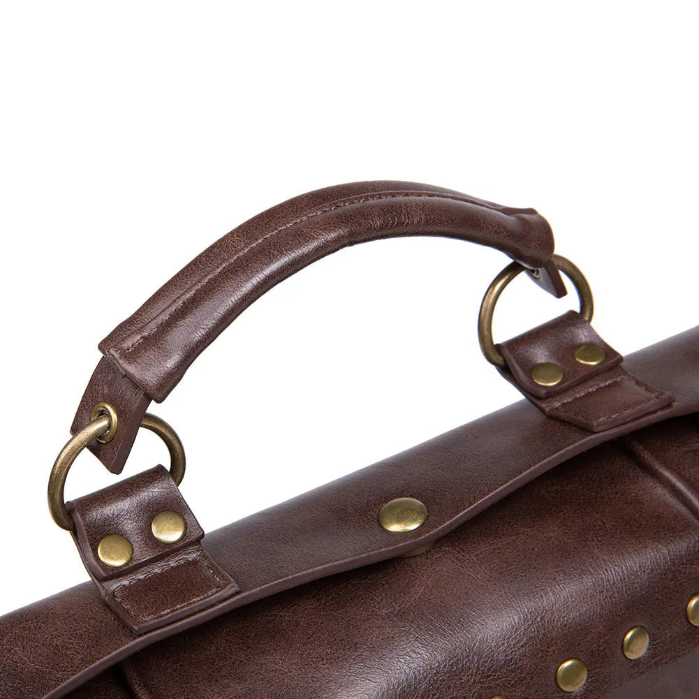 Bronze steampunk industrial retro shoulder bag with metal hardware 25x21x9cm