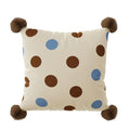 Cartoon animal printed cushion on sofa in blue, brown or white colours, showing 30x70cm, 45x45cm and 60x60cm size options