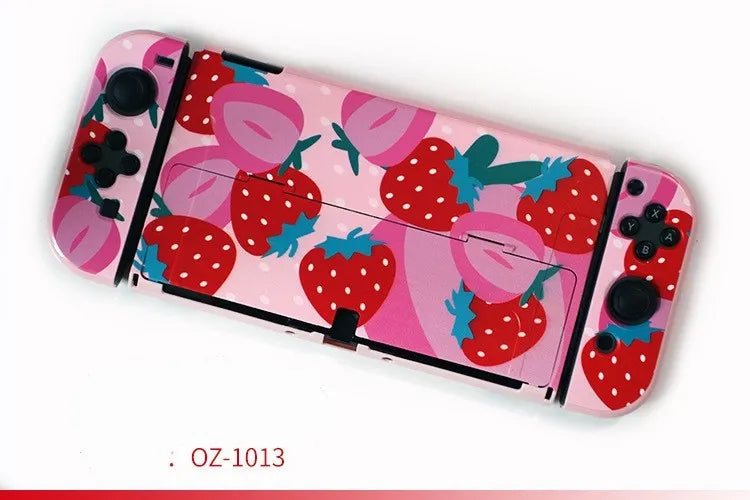 Hard protective case for Nintendo Switch OLED console in a cartoon crystal shell design.