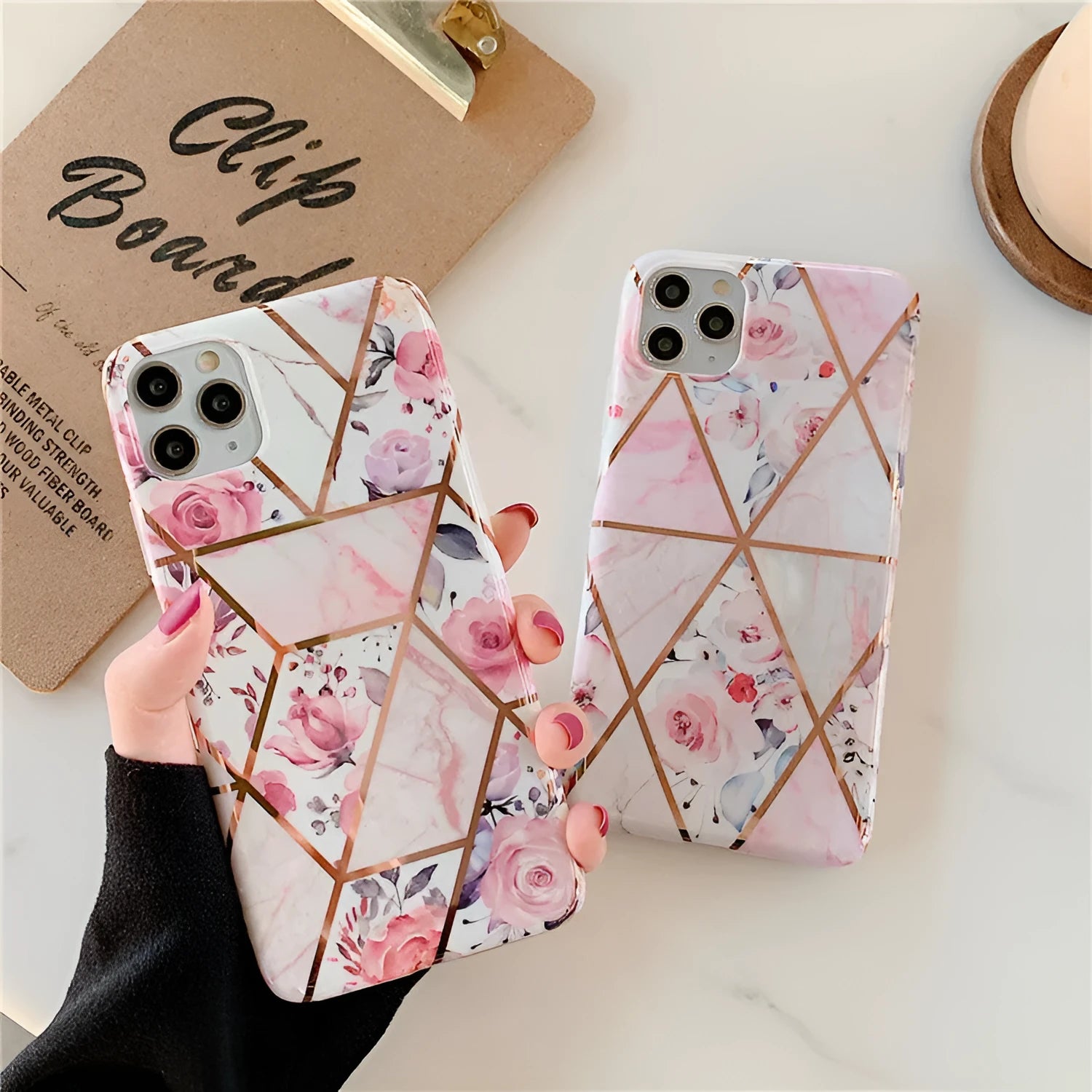 Stitching retro flower phone case for iPhone with TPU PC back cover in two colour styles