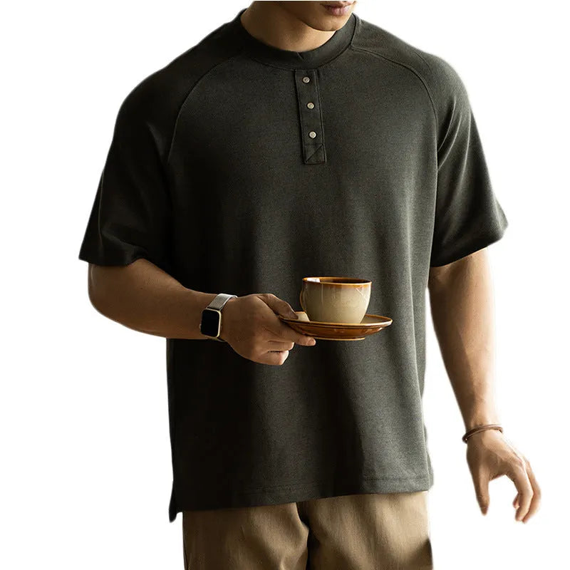 Women's loose casual top with raglan sleeves in terry texture fabric