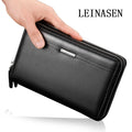 Genuine leather bifold man wallet in black, 21x12x4cm, with RFID blocking and card slots