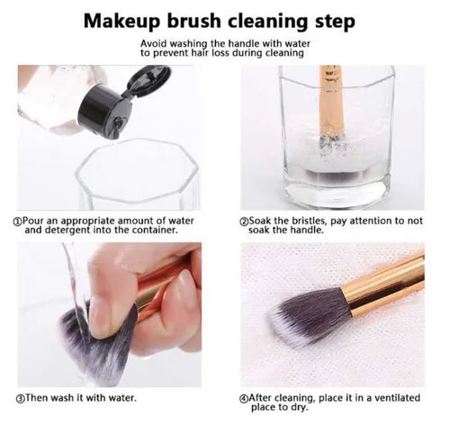 50ml makeup brush cleaning liquid in a clear plastic bottle with blue cap, 9x3x3cm size