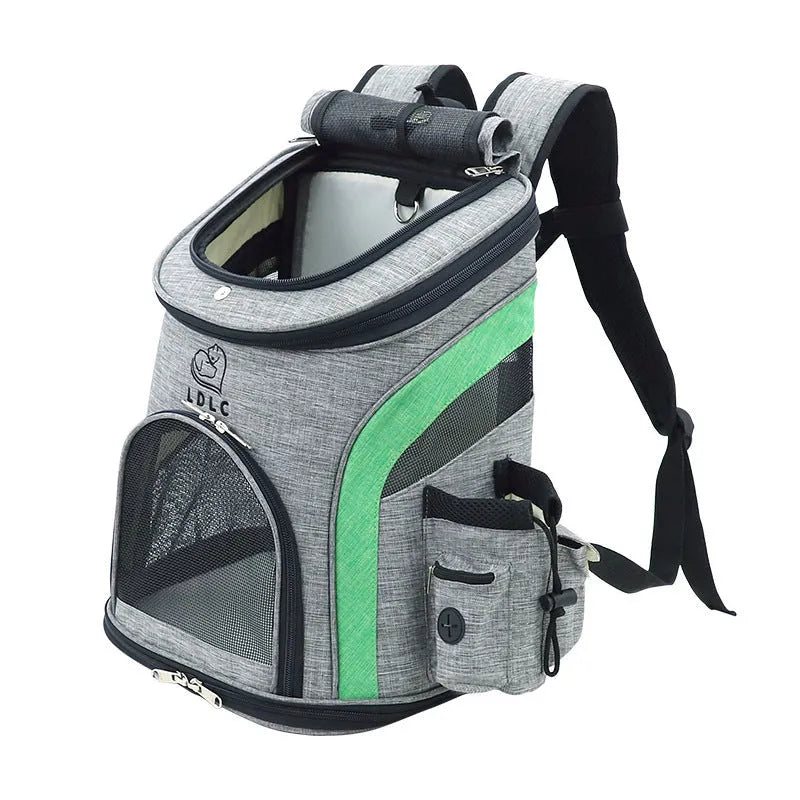 Breathable nylon pet backpack for pets up to 20 kg in grey colour with medium-to-hard structure