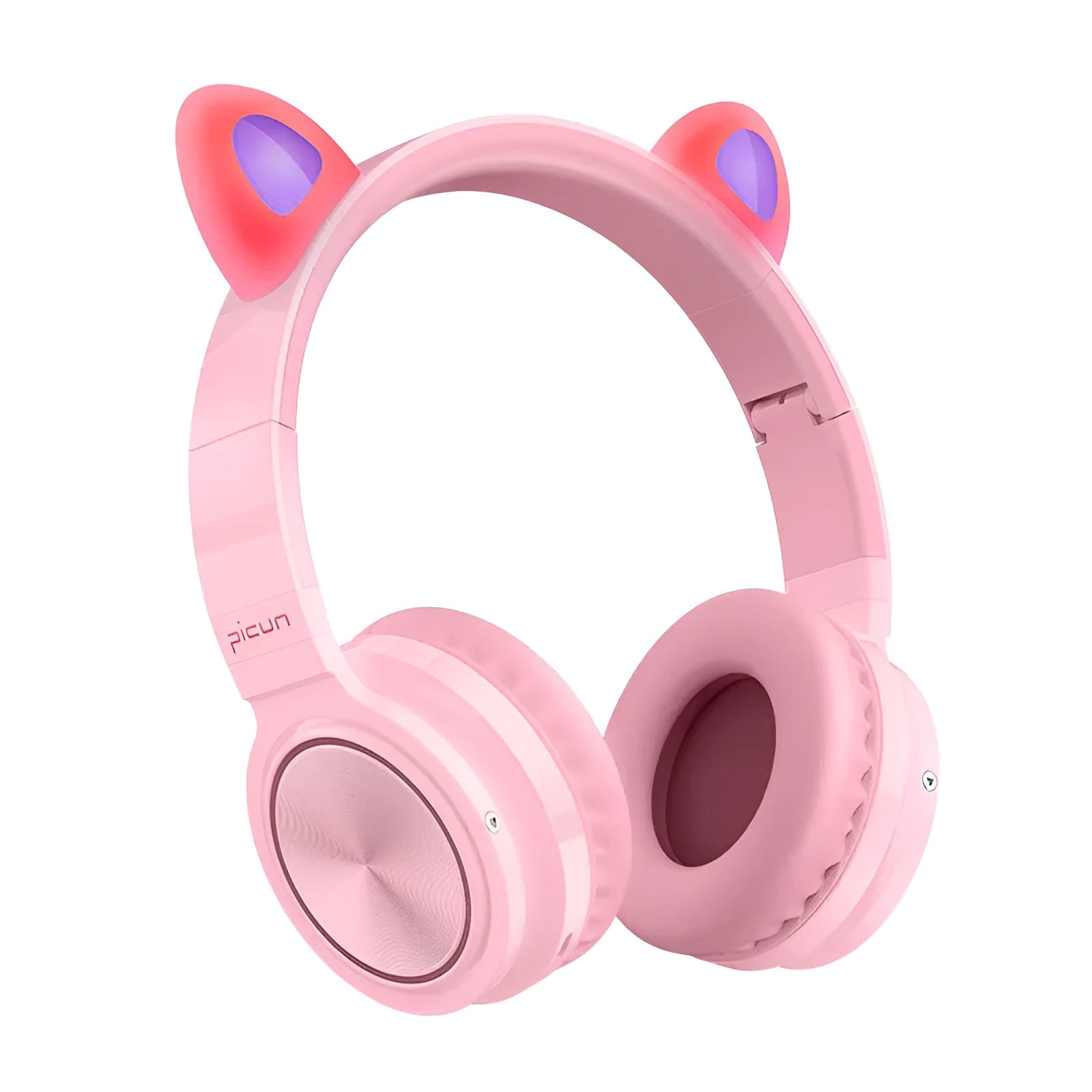 Pink white Bluetooth wireless headset with head-mounted design and 40mm speakers