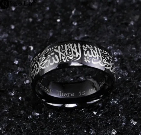 Stainless steel Muslim ring in black and gold colours
