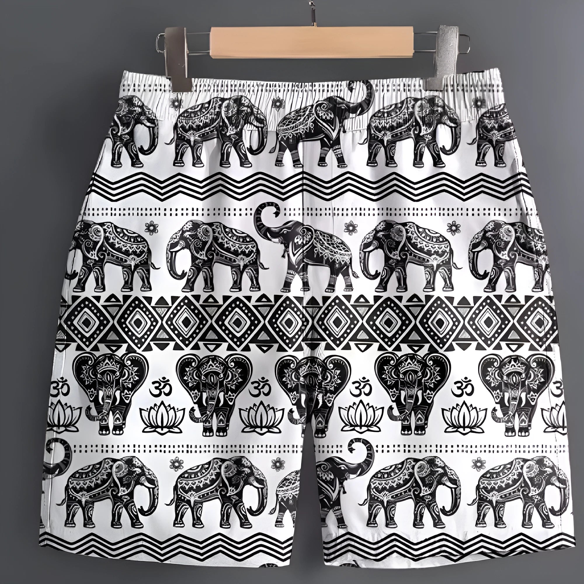 Men's polyester sports shorts in multiple patterns including stripes and camouflage available sizes S to 5XL