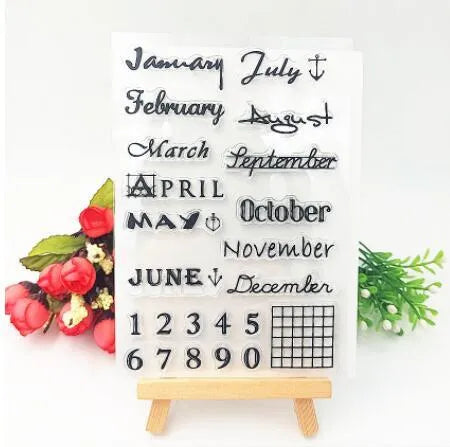 Transparent silicone vintage icon calendar seal for date stamping