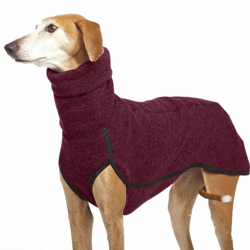 Newest winter dog coat for medium large dogs in rabbit fleece with high collar, pullover style