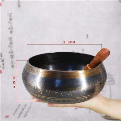 Tibet singing bowl ring copper seven metals meditation feng shui ornament black gold sizes 8.5cm to 18cm