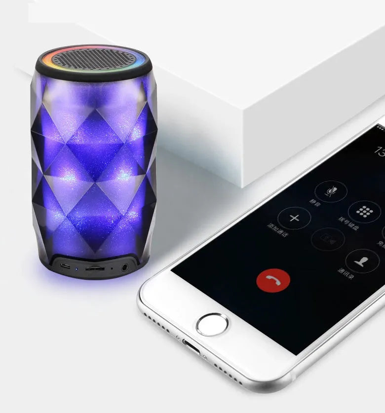Black crystal diamond cut Coke can shaped Bluetooth speaker lantern with colourful lighting effects
