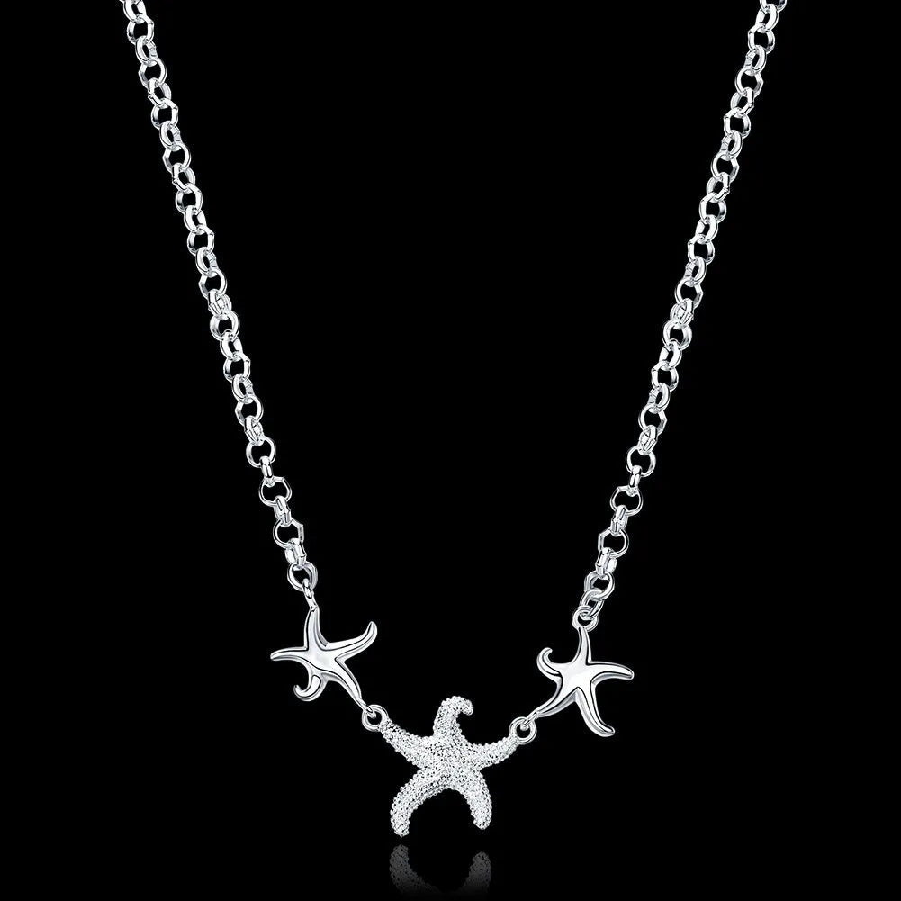 Electroplated silver copper bead necklace with 925 silver pendant and snake bone chain