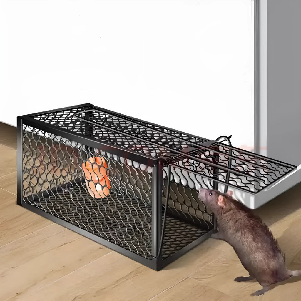 Automatic mouse cage trap for indoor rodent control in three size options