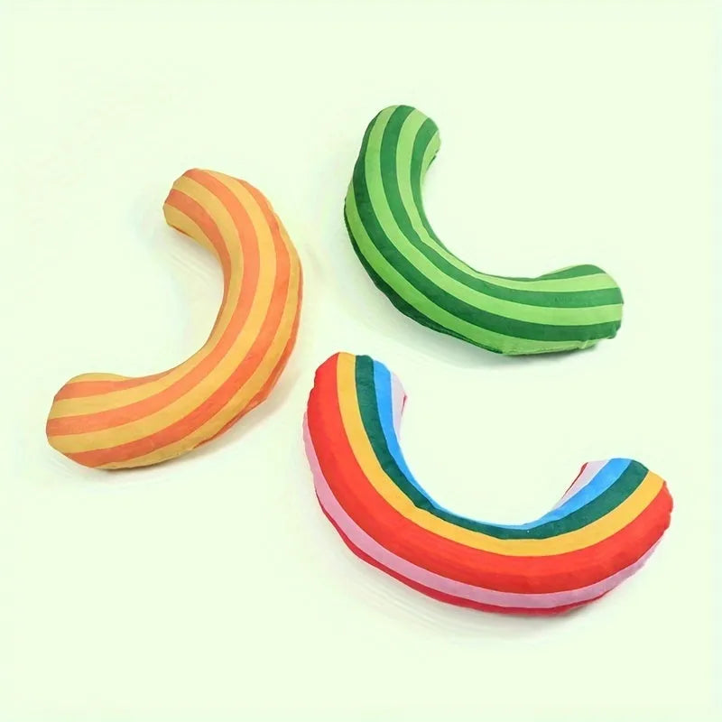Cat toy set with noise ball and 23×20cm striped catnip pillow in multiple colour options