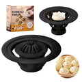 Four black plastic Jinkali steamed bun moulds for shaping baozi.