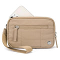 Waterproof quilted handbag with transparent deck section in nylon material