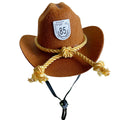 British-style brown non-woven fabric cowboy hat for a cat on a mannequin head.