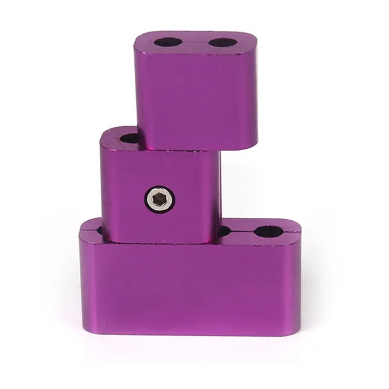 Three-piece metal automotive fastening clamp in six colour options, showing 55x30x25mm dimensions with metal sleeve.