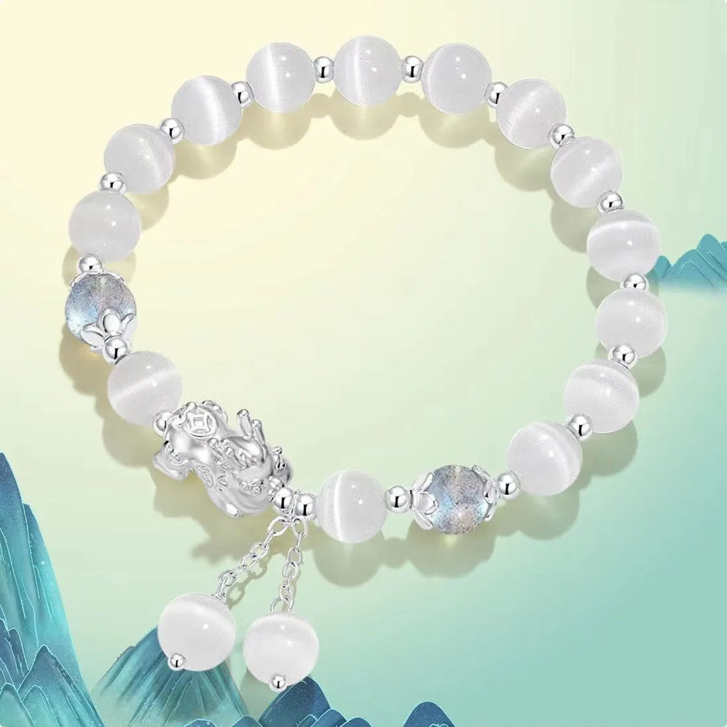 Natural black agate couple bracelet with 10mm wave shape and national style design