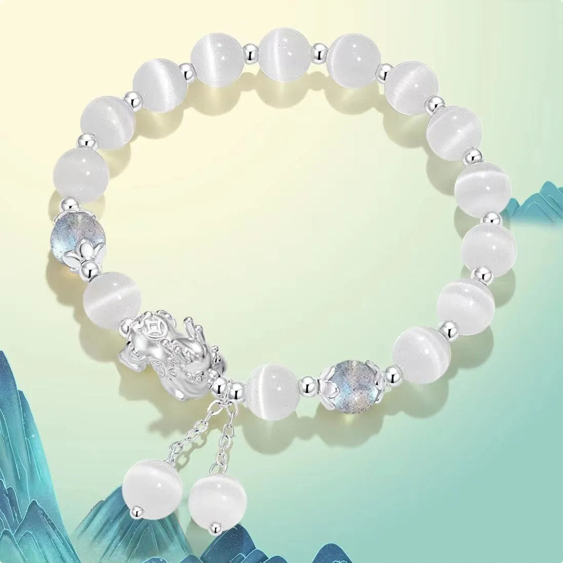 Natural black agate couple bracelet with 10mm wave shape and national style design