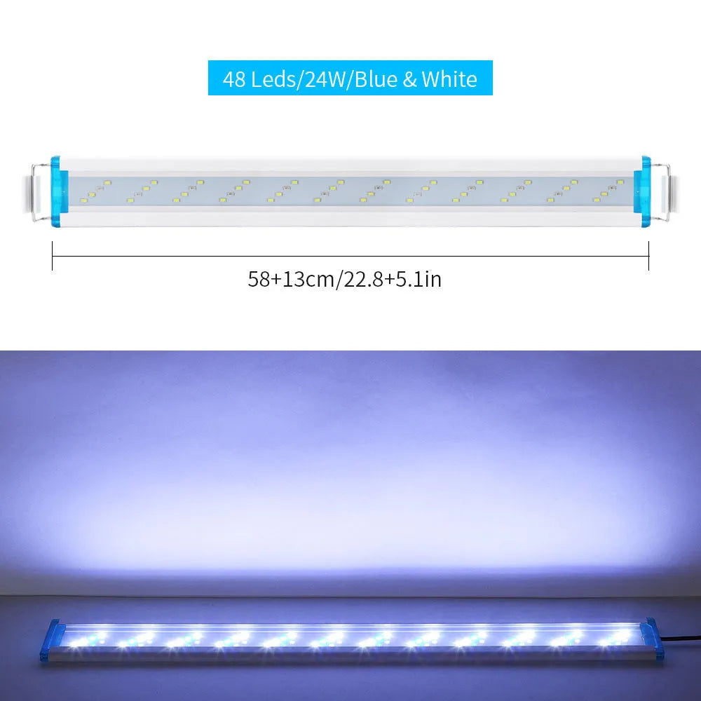 Ultra-thin aquarium LED light with blue and white lighting spectrum