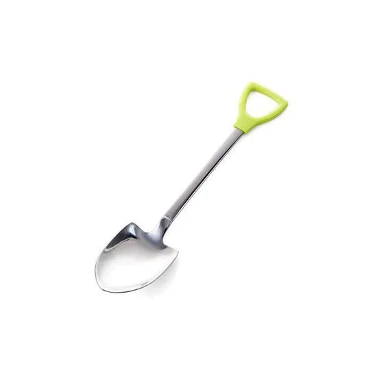 Children's dessert spoon in 201 stainless steel with mirror polish, green colour option, size M
