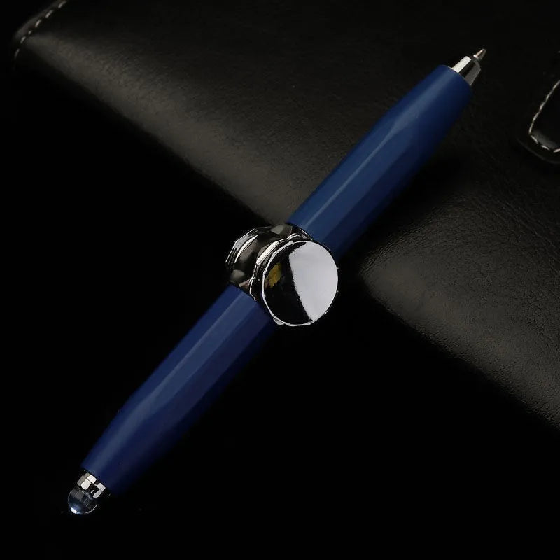10.5cm metal ballpoint pen with spinning gyro decompression mechanism and LED light feature
