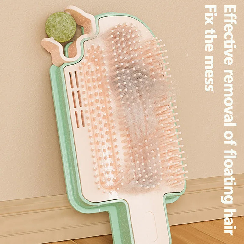 A lightweight plastic pet grooming tool for itch relief and massage, shown with optional attachments.