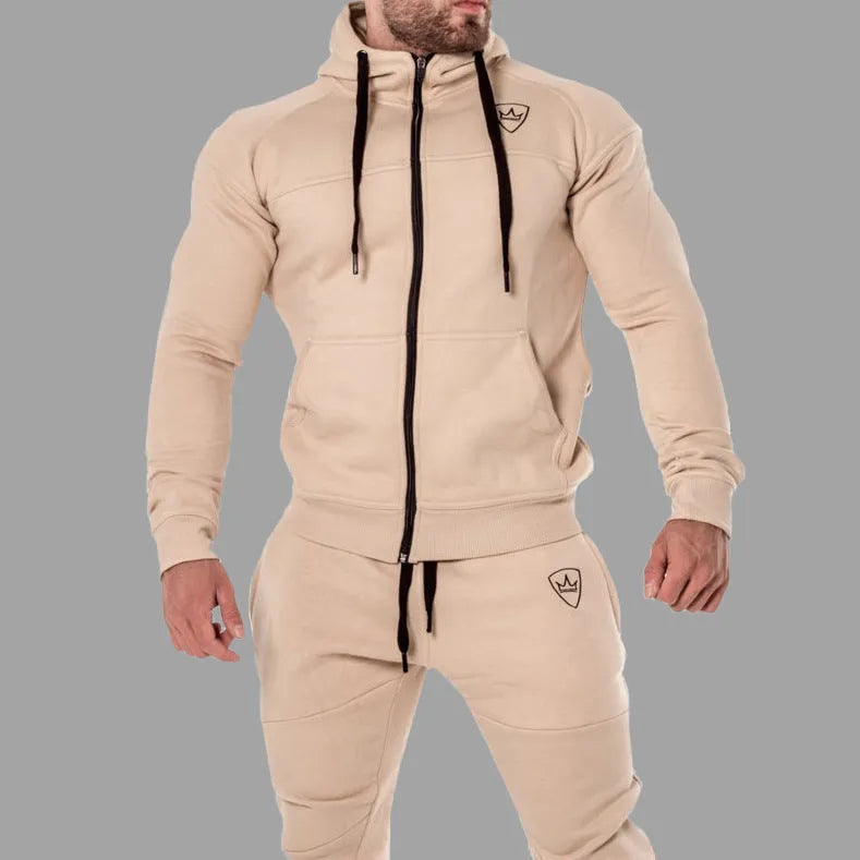 Cotton sport suit sweater with pattern in Army Green, black, khaki, and red, sizes L to XXL