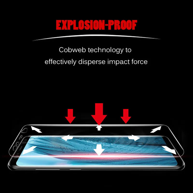 Purple light matte hydrogel curved screen protector for Samsung Galaxy S7 Edge, S8, S9 Plus phones.
