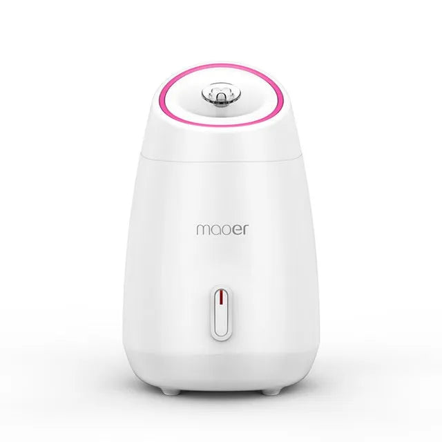 Pink nano ionic face steamer with fruit steam pad for home skin detoxification