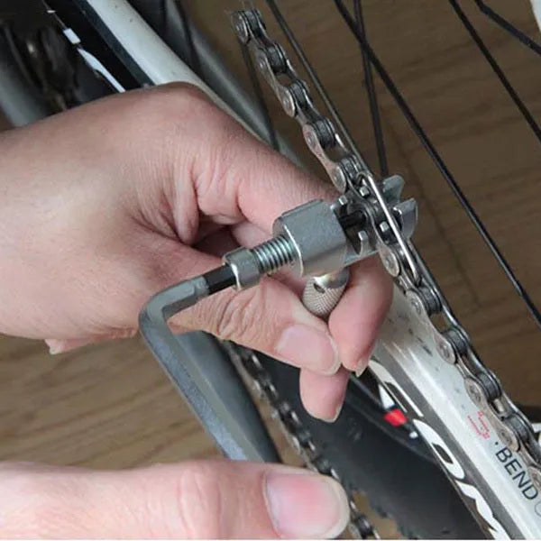 Stainless steel bicycle mountain bike repair kit with multi-tool combination equipment in black and gold finishes