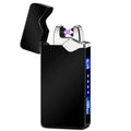 Rechargeable lighter with LED double arc, zinc alloy body with PVD ice plating and baking varnish finish, multi-colour optional