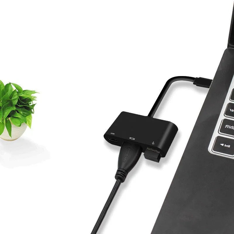 Black USB Type-C to HDMI adapter cable for Nintendo Switch video output connection